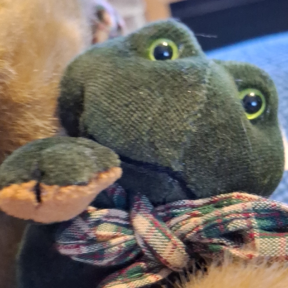 Boyds Bears Tan Teddy with Green Frog - Picture 4 of 9